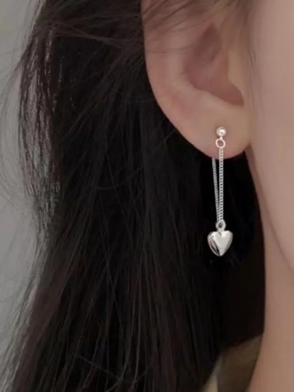 New - Heart Chain Dangle Earrings For‎ Women 925 Sterling Silver Dangling